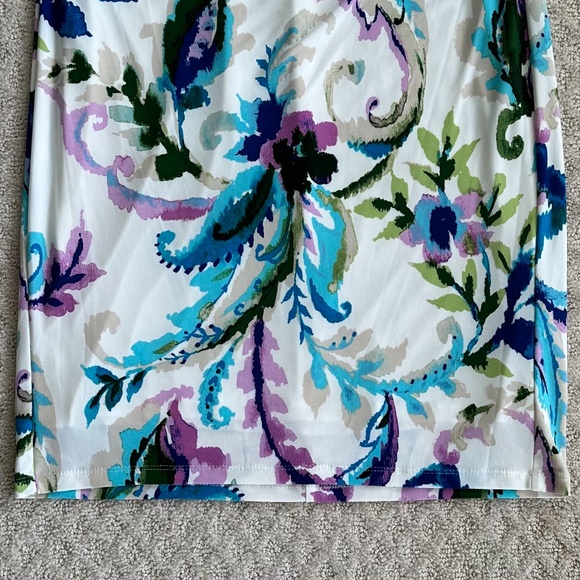 Lauren Ralph Lauren Paisley Floral Pleated Jersey Dress Multicolored 8 Office - Picture 6 of 13